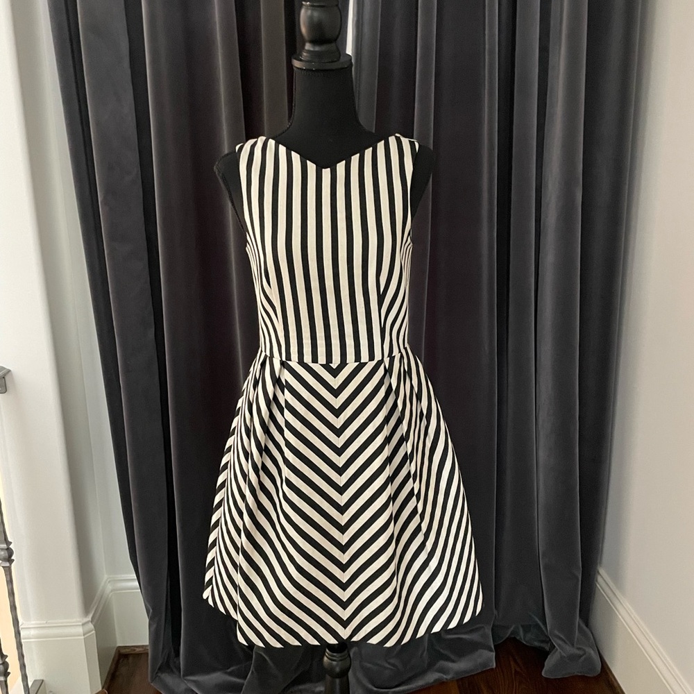 Zara Black and White Striped Dress